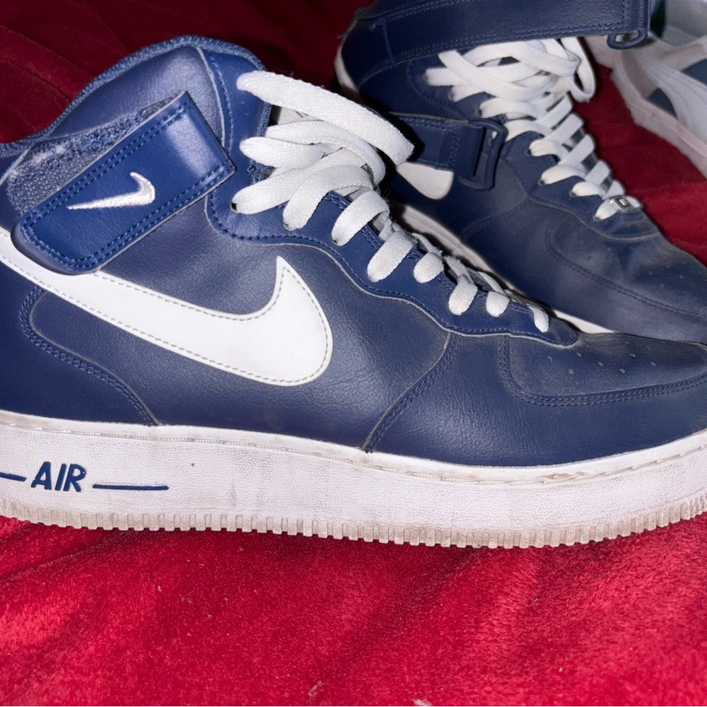 Blue and White High-Top Sneakers Air Force Blue
